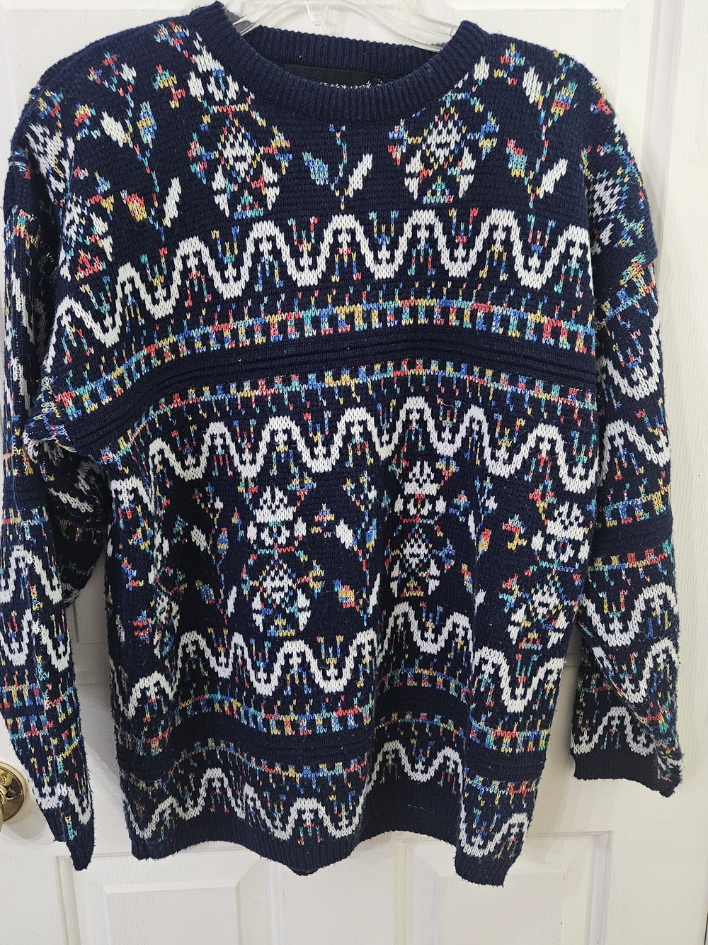 VTG Bramble Lane Knit Sweater Womens L Acrylic Glitter Geometric Pattern 80s
